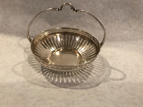 VINTAGE ART DECO WMF fine silver BASKET with handle geometric design - Picture 2 of 6