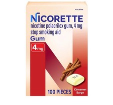 Nicorette Nicotine Gum 4MG Cinnamon Surge 100 Pcs Exp 08/27. A9