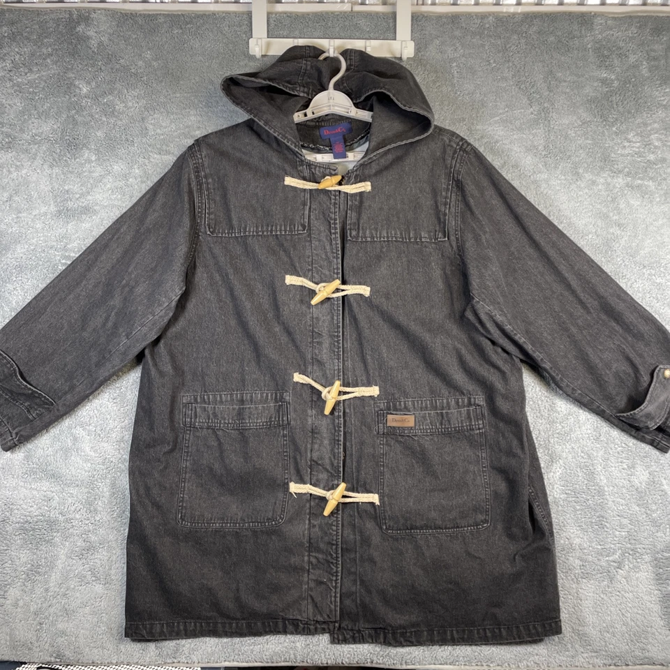 Abrigo de Colección Denim & Co Tareas para Mujer 3X Denim Capucha Forrado de Vellón Chaqueta Azteca Granero Foto 2 de 4