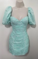 Oh Polly Mint Green Lace Bustier Bodycon Dress 8 return of romance puff sleeve