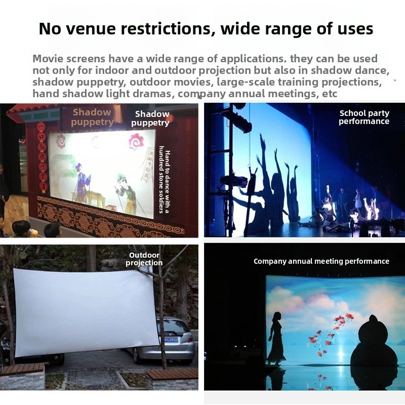 60" 72" 100" 120" 150" 180" 4:3 Projector Screen Portable Outside home Theater - Image 2 of 4