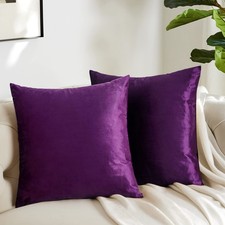 GIGIZAZA Purple Velvet Throw Pillow Covers 18x18 Set of 2 Sofa Bed Cushion