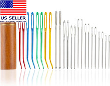 24Pcs Large Eye Sewing Needles Kit, Stainless Steel Blunt Darning Needles  Bent