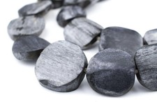 Dark Grey Bone Beads Circular 21mm Kenya African Flat Large Hole 30 Inch Strand