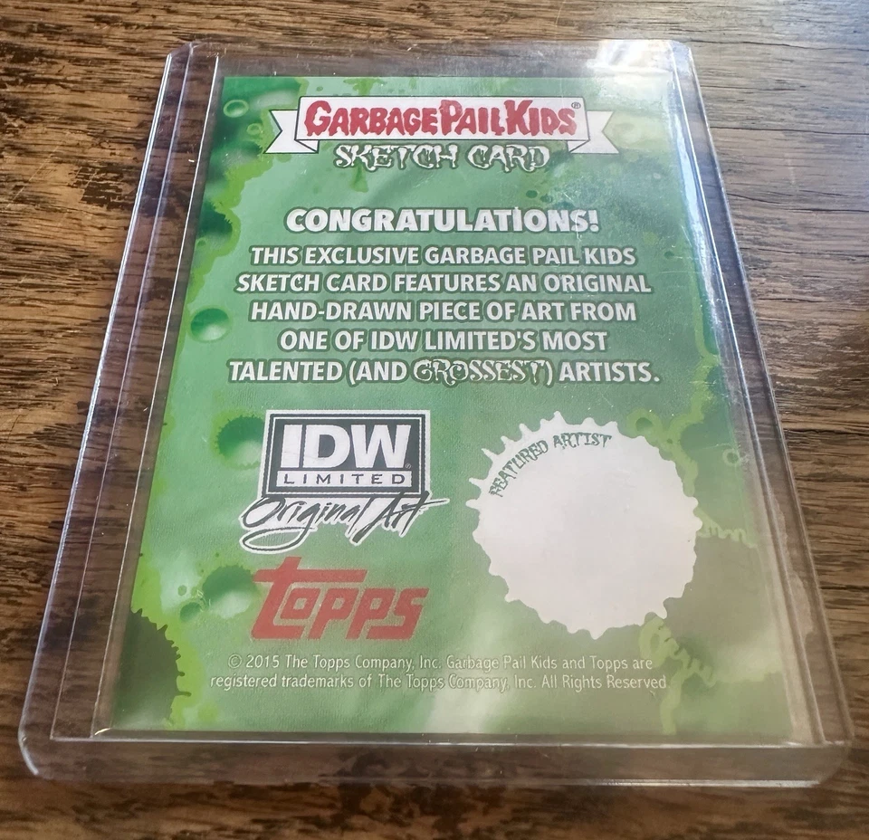 🔥 超罕见 1 官方 IDW BLANK GPK SKETCH 卡! 2015 Garbage Pail Kids 🔥 — 第 3/3 张图片