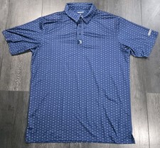 Bogey Bros Big Numbers Polo Shirt Men L Blue Performance Stretch Golf Preppy