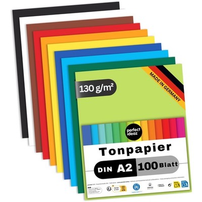 perfect ideaz Tonpapier DIN A2 100 Blatt 130 g 10 Farben Neu OVP