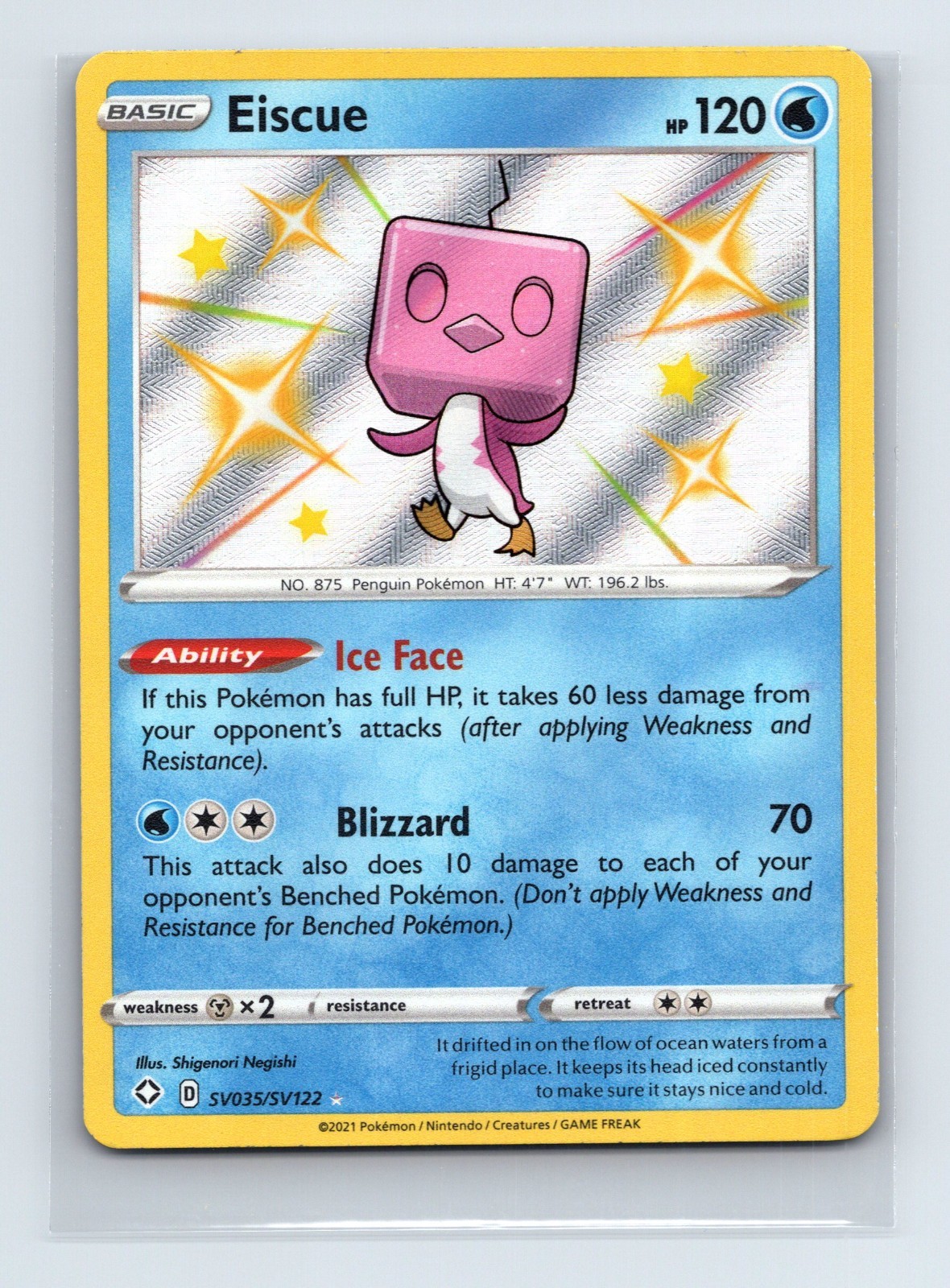 Eiscue, Pokémon Shining Fates: Shiny Vault Shiny Holo Rare, SV035/SV122 NM