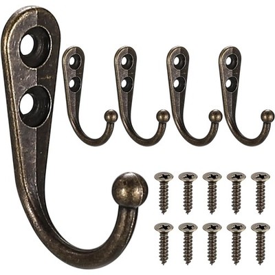 5x Vintage Bronze Zink Garderobenhaken Wandhaken für Tür Bad Schlafzimmer