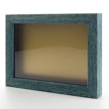 Rustic Blue 20x24 Wood Shadow Box With Gold Acid-Free Backing 13/16 Usable Depth