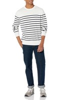 Amazon Essentials Herren Pullover Rundhals 100% Baumwolle Marineblau Streifen M
