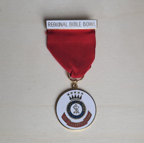 Salvation Army Regional Bible Bowl Blood And Fire Medal With Red Ribbon Vintage