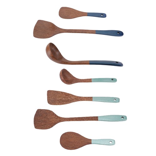 Set di utensili da cucina in legno premium 5 pezzi spatola gira zuppa mestolo - Foto 10 di 28