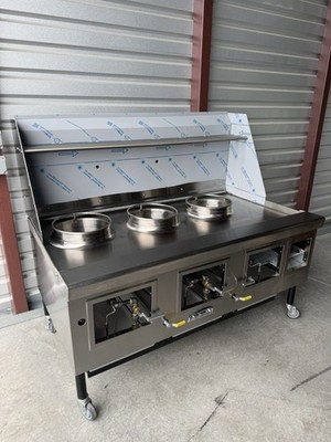 Commercial 3 Hole Chinese Wok Range Mandarin Stove 330000 BTU Imperial ICRA-3