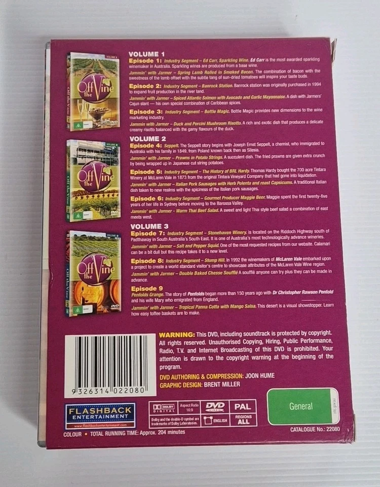 Off The Vine DVD 3 Disc Box Set Vol 1-3 9 Episodes Australian Wine Regions VGC - Image 2 of 4