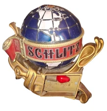 Schultz BEER Lighted Motion Globe Sign Schlitz Globe Vintage  1976   IT WORKS!