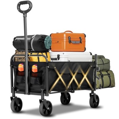 350LBS Heavy Duty Collapsible Wagon with Extended Tailgate - 120L Foldable Ut...