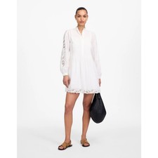 Madewell Pintucked Eyelet Mini Dress White XS NWT Clean Girl Quiet Luxury