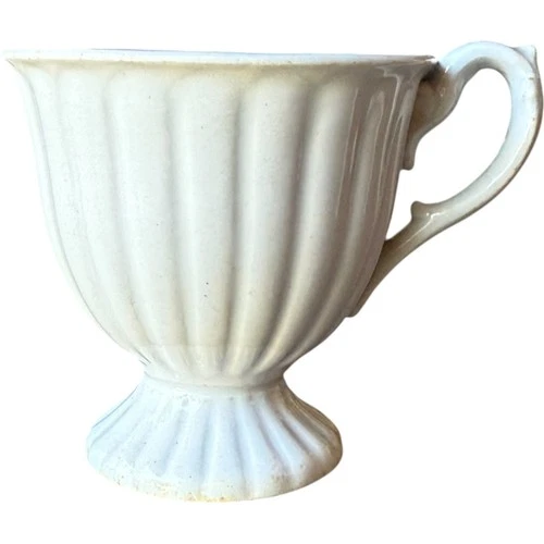 Antique 19th Century White Ironstone Pedestal Cup Fluted Panel Design English Po