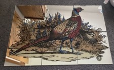 Hoyne Mirro Scene Pheasants (6) Tiles 12" x 12" Mirror Panels 1975 with Package
