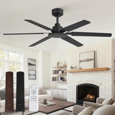 Ceiling Fan No Light, 48 Inch Indoor/Outdoor 6 Blades Ceiling Fan with Remote...