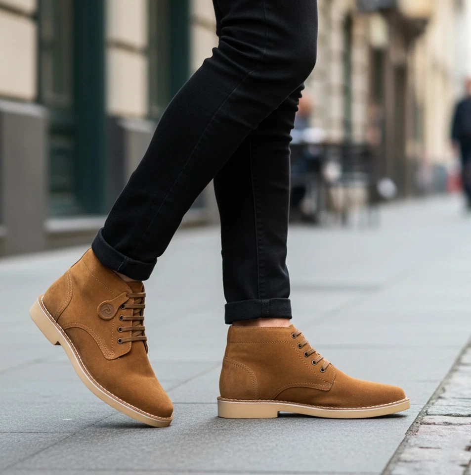 Popps RANGER Bottes Désert Homme Décontractées à Lacets Confort Daim - Photo 2/4