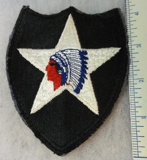 2nd Infantry Division Shoulder Patch Black Back Post World War II