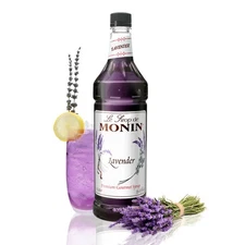 Monin Lavender Syrup, 1L - Natural Floral Flavor for Cocktails  Sodas