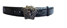 Versace Medusa Head Black Leather Buckle Belt Size 38