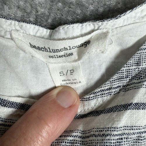 Beach Lunch Lounge Dress Women's Small Striped Linen Blend Sleeveless *Flaw* - Picture 3 of 8