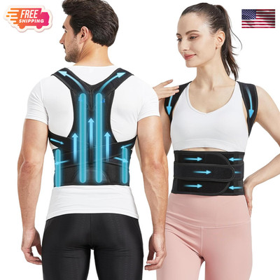 Adjustable Posture Corrector Low Back Support Shoulder Brace Belt for Men Women 