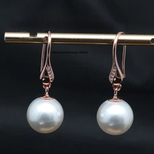 Gold Plated Real 925 Sterling Silver Mother of Pearl Dangle Earrings for Her