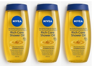 3 NIVEA RICH CARE SHOWER OIL with Vitamins & Oils For Dry Skin 200ml 6.7 fl. oz