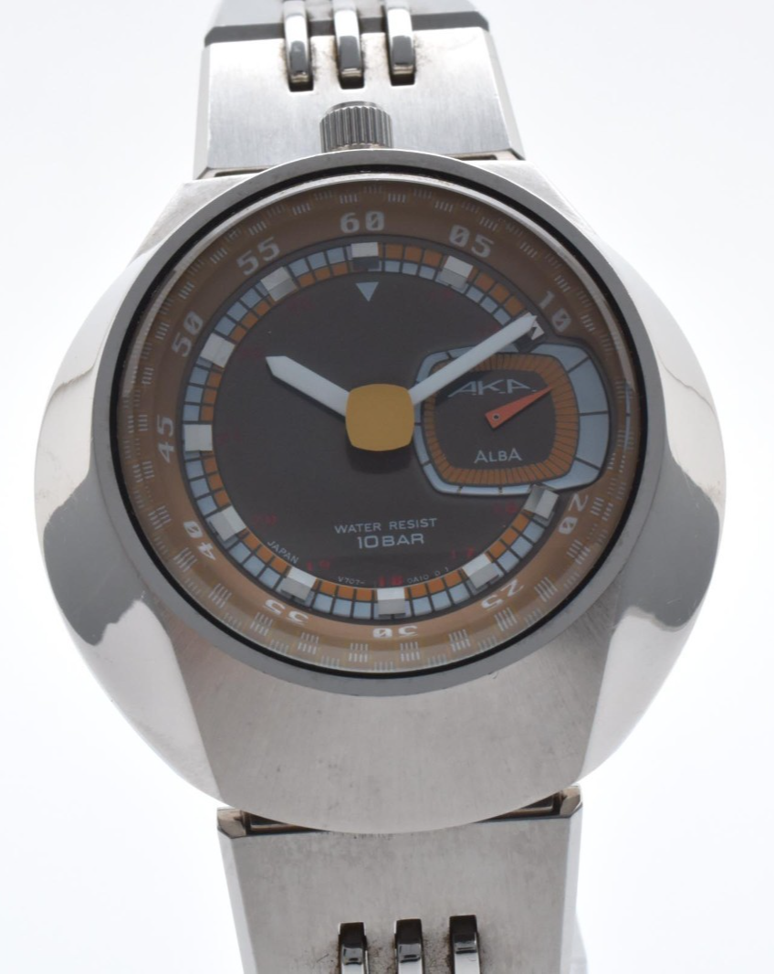 Vintage 1997 SEIKO ALBA AKA V707-0A10 Brown 41mm Quartz Men's