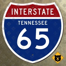 Tennessee Interstate 65 highway marker 1957 road sign Nashville 18x18