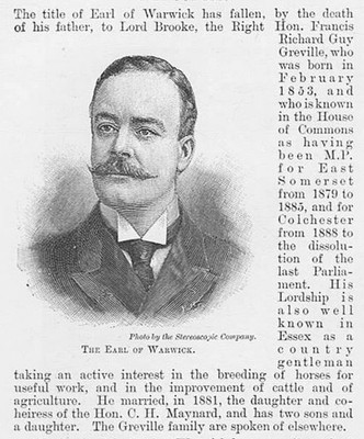 EARL OF WARWICK George Greville - Antiker Druck 1893