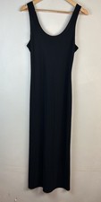 Vtg 90's Slinky Black Maxi Dress Sz M Scoop Neck Whimsigoth Witchy Sqaure Back
