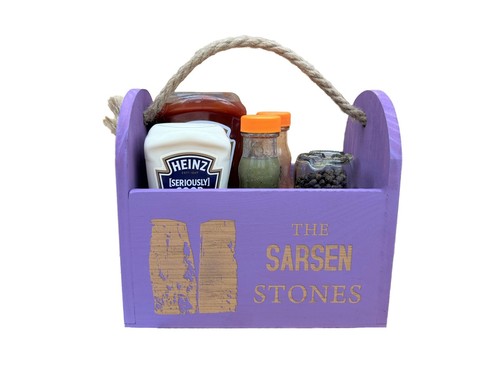 Condiment Caddy Rope Handle Table Branded Purple Stain Restaurant Cafe Bar - Picture 5 of 5