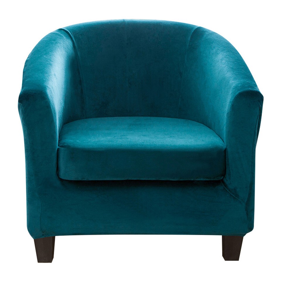 2PCS Tub Chair Armchair Sofa Covers Plush Elastic Velvet Fabric Cover