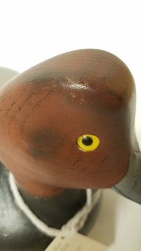 14” William Veasey Ducks Unlimited Drake RedHead Duck Decoy 1980s SIGNED w/ Tag - Picture 10 of 12