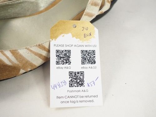 Cole Haan Tan & Cream Zebra Striped Pointed Toe Slingback Shoes, Size 7 (US) - Picture 11 of 11