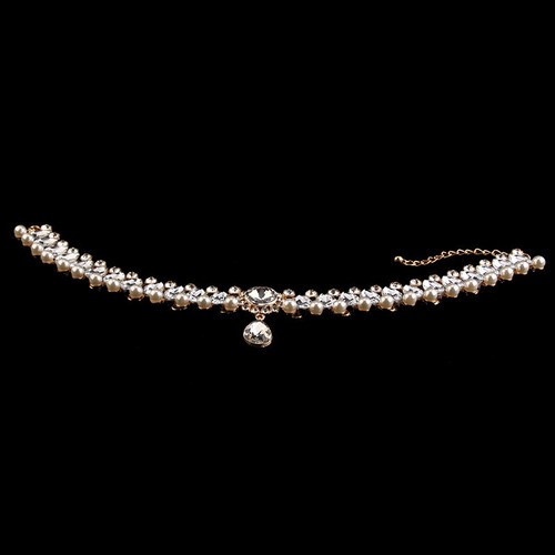 Water Droplets Rhinestones Pearls Necklace Choker Collar Fashion Women Jewellery - Picture 5 of 9