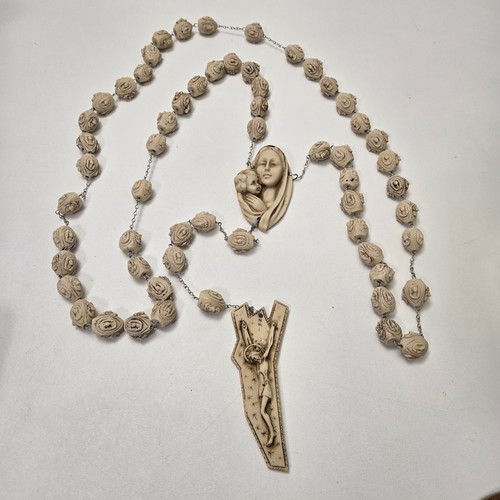 Vintage Rosary Mother Mary Oval Jesus Cross Beads LARGE 66” + Heavy - Picture 2 of 11