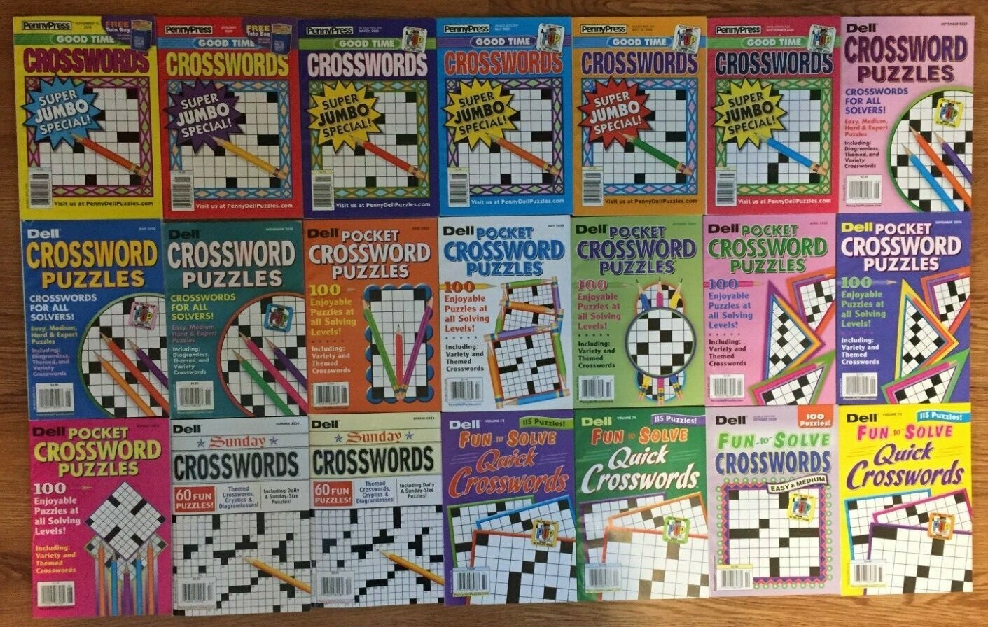 Lot of 10 Dell Penny Press Crossword Puzzle Books Good Time Fun Solve