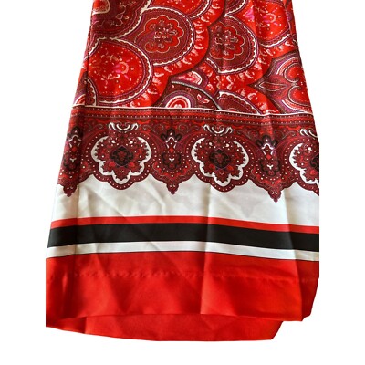 Lauren Ralph Lauren Red Paisley Wide Leg Satin Drawstring Waist