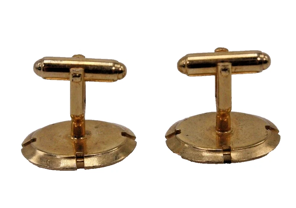 Gemelos ovalados de piedra dorada de calidad italiana Italia de colección tono dorado Foto 3 de 4