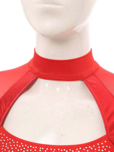 Women Cheer Uniform Tops Night Club Crop Top Rhinestone Cheerleader Costume - Picture 6 of 87