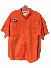 Columbia Tamiami Mens Auburn Tigers PFG Auburn Orange Vented Fishing Shirt Sz M