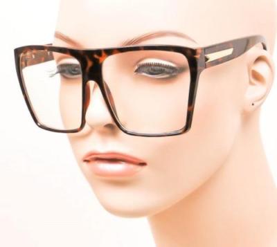 Retro Look Unisex BIG Large Flat Top Clear Lens Fashion Eyeglasses