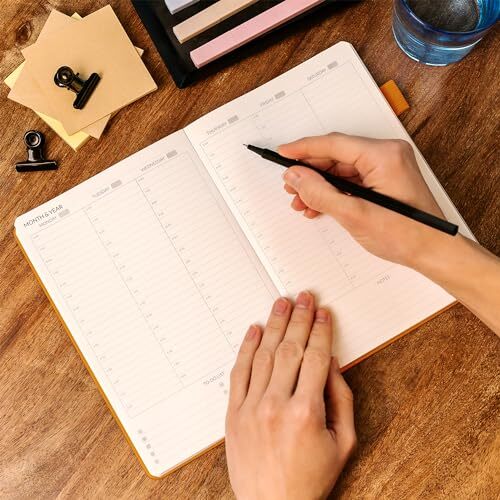 Hourly Weekly Planner – Undated Agenda & Daily A5 (5.8'' x 8.3'') Amber Yellow - Bild 7 von 7